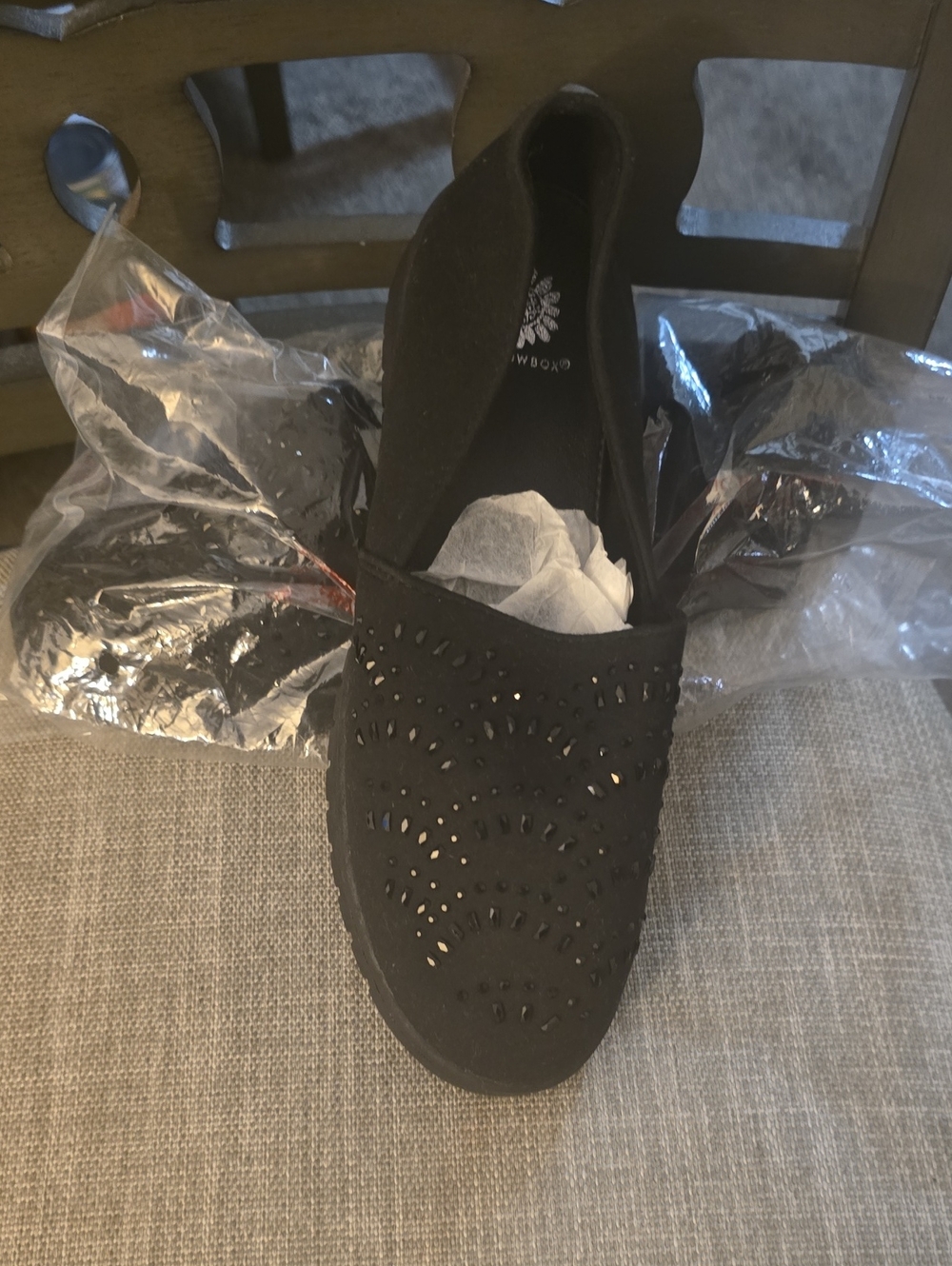 Women's Black Perforated Slip-On Loafers
